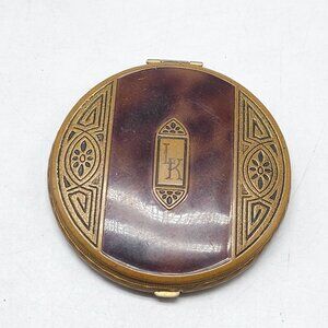 Vintage Richard Hudnut Gold Compact Case With Monogrammed Lid Ornate Design